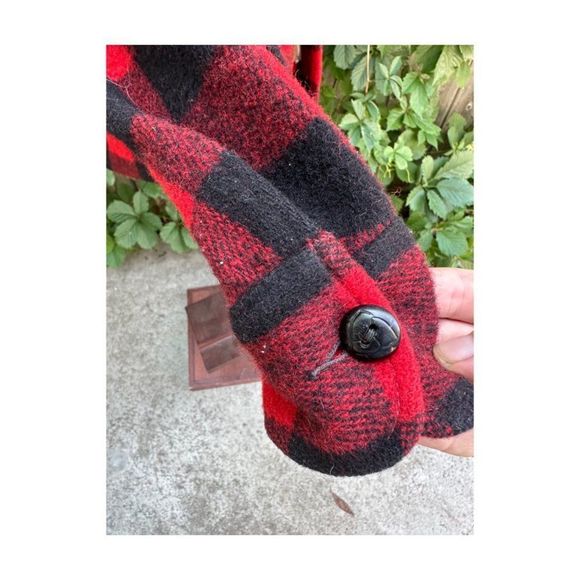 Vintage | 50s Humphrey Buffalo Plaid Wool Jacket Red Black Mackinaw Hunting Zip - Picture 12 of 15